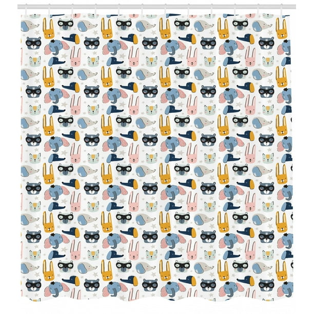 Doodle Shower Curtain Dogs and Cat Collection Print for Bathroom